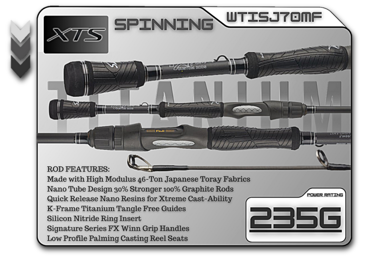 WTISJ70MF 7'0" Medium Fast Spinning Rod **TITANIUM SERIES**